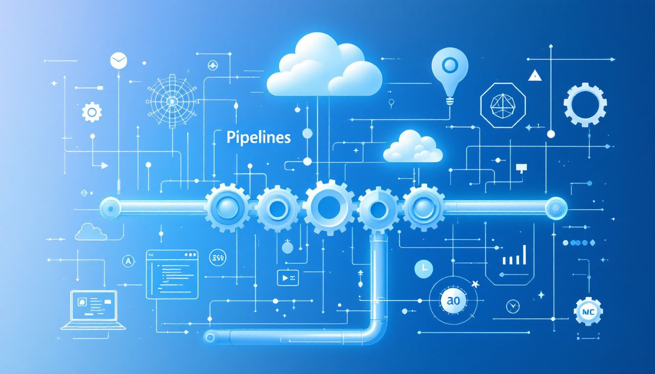 Key features of Azure Pipelines displayed visually.